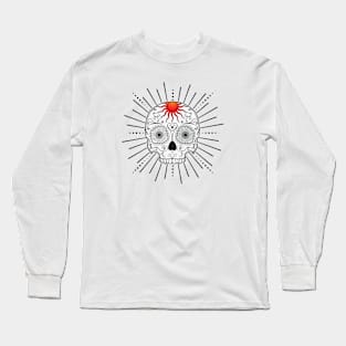 Neo-Trad Sugar Skull Tattoo Long Sleeve T-Shirt